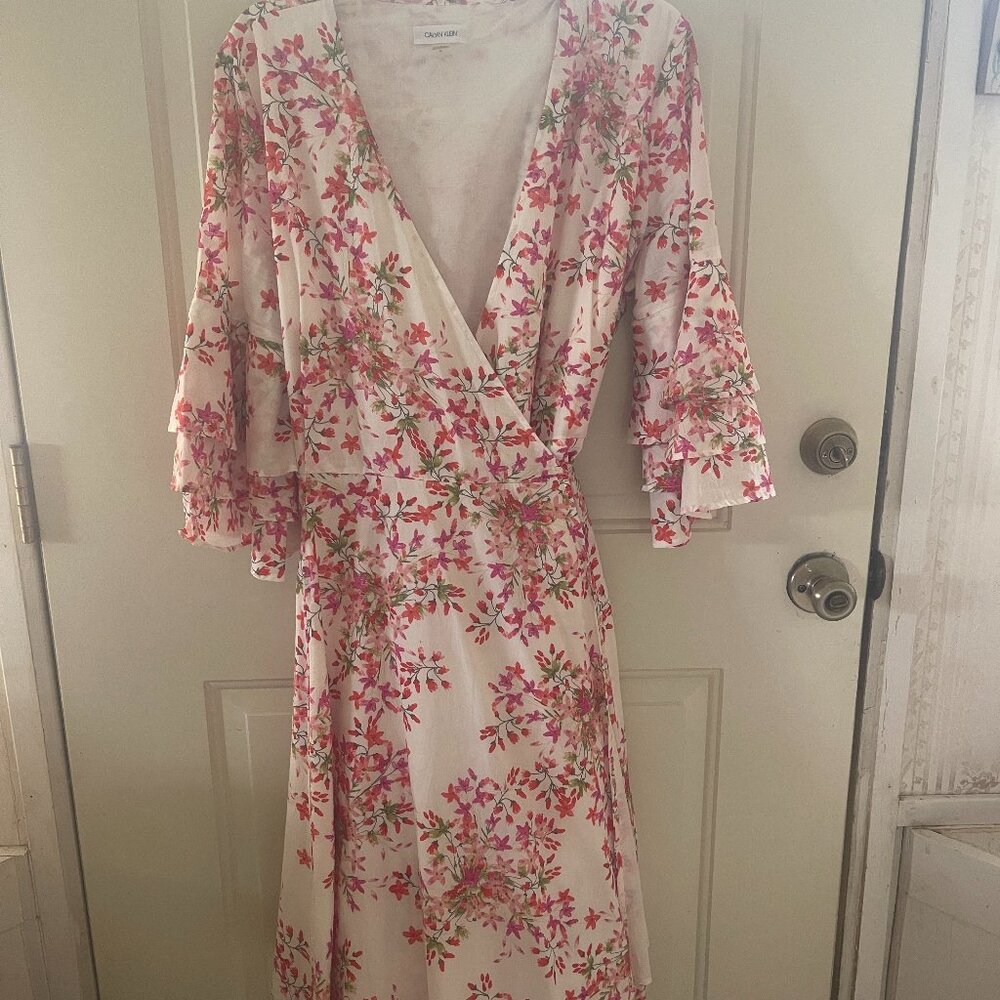 Calvin Klein Floral Wrap Dress Misses 16